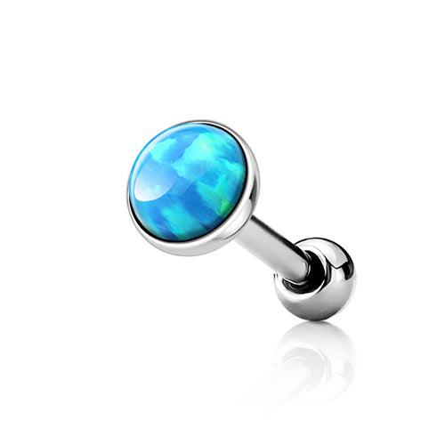 Opal Cartilage Barbell Cartilage 16g - 1/4" long (6mm) - 3mm opal Light Blue Opal