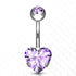 Heart CZ Titanium Belly Barbell Belly Ring  