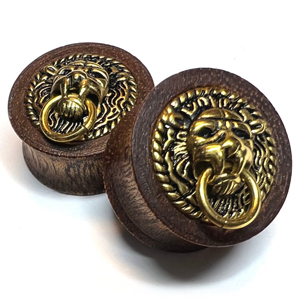 Mahogany Lion Knocker Plugs Plugs 1/2 inch (12mm) - 8mm wearable Mahogany