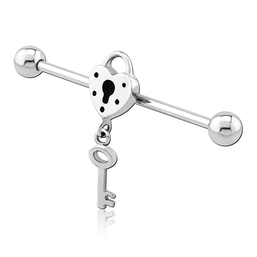 14g Locked Heart Industrial Barbell Industrials 14g - 1-1/4" long (32mm) Stainless Steel