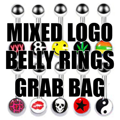 Logo Belly Ring Grab Bag (3-pack) Belly Ring 14g - 3/8" long (10mm) Stainless Steel