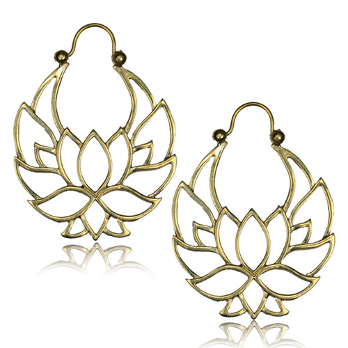 Lotus Hoop Yellow Brass Earrings Earrings 18 gauge Yellow Brass