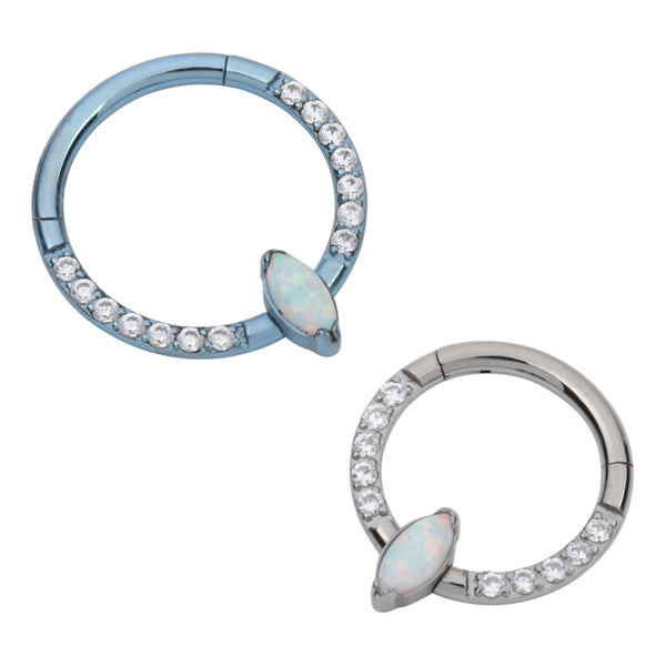 Marquise Opal Face Titanium Hinged Ring Hinged Rings  