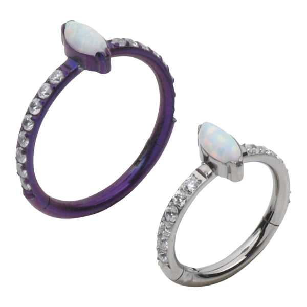 Marquise Side Opal Titanium Hinged Ring Hinged Rings  