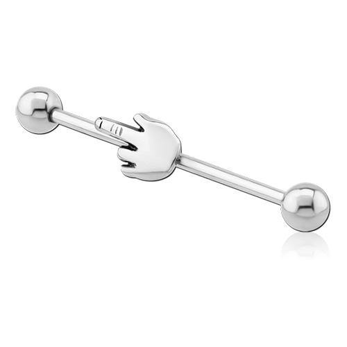 14g Middle Finger Industrial Barbell Industrials 14g - 1-1/2" long (38mm) Stainless Steel
