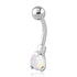 Mini Opal 3-Prong Belly Ring Belly Ring 14g - 3/8" long (10mm) White Opal