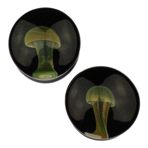 Mushroom Plugs by Glasswear Studios Plugs 7/8 inch (22mm) Moss