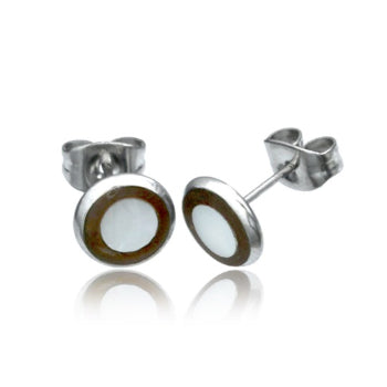 Coco Shell Mother of Pearl Stud Earrings Earrings 20 gauge Stainless Steel
