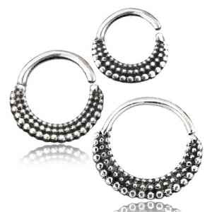 Multi-Beaded Sterling Silver Continuous Ring Continuous Rings 16g - 1/4" diameter (6mm) .925 Sterling Silver