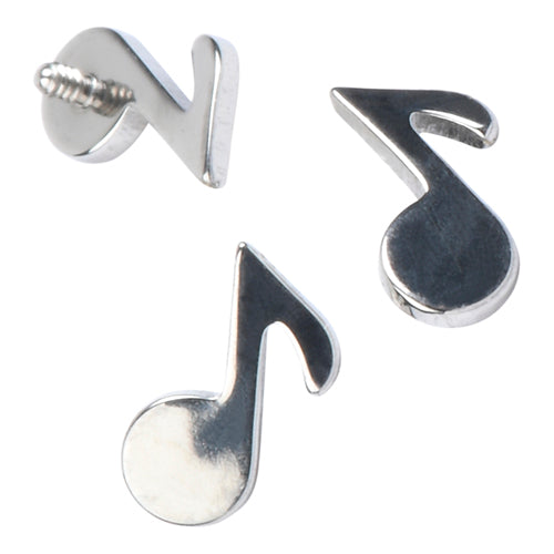 14g Music Note Titanium End Replacement Parts 14 gauge - 5x7mm music note High Polish (silver)