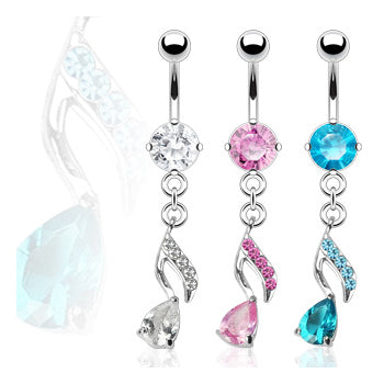 CZ Musical Note Belly Dangle Belly Ring  