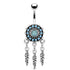 Turquoise Dreamcatcher Belly Dangle Belly Ring 14 gauge - 3/8" long (10mm) Stainless Steel
