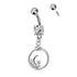 Twilight CZ Belly Dangle Belly Ring 14 gauge - 3/8" long (10mm) Stainless Steel