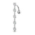 CZ Reverse Belly Dangle Belly Ring 14 gauge - 3/8" long (10mm) Stainless Steel