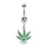 Cannabis Leaf Belly Dangle Belly Ring 14 gauge - 3/8" long (10mm) Stainless Steel