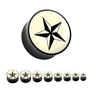 Nautical Star Inlay Horn Plugs | Tulsa Body Jewelry