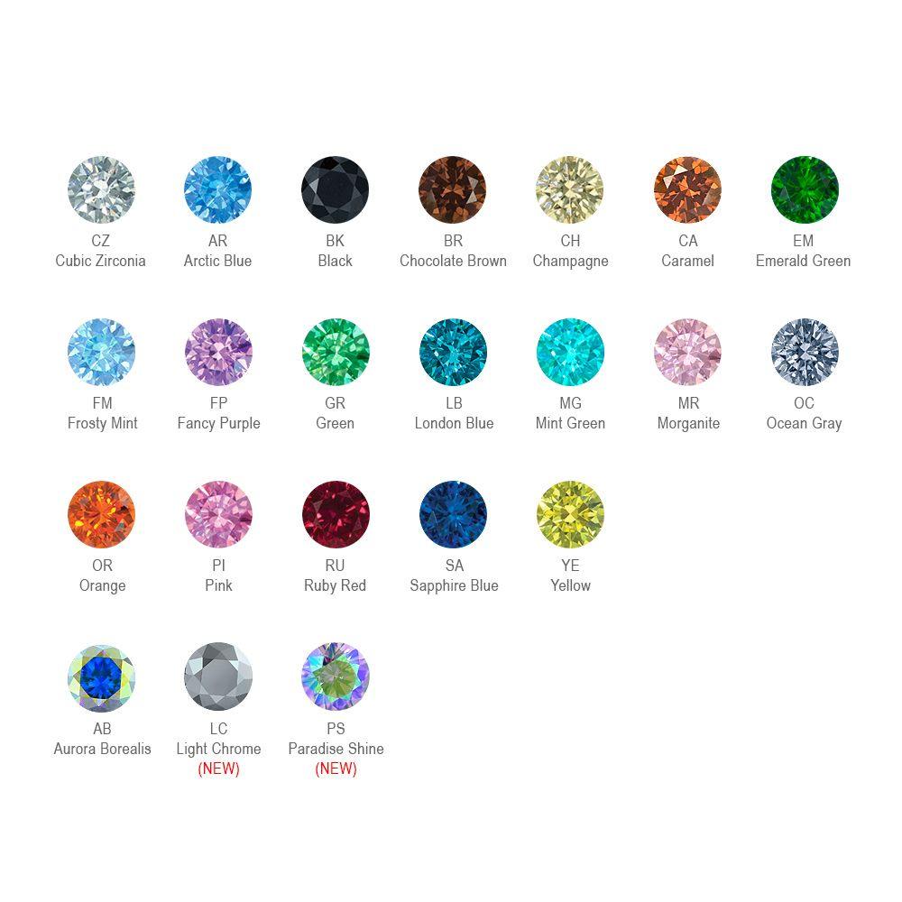 14g Side-set Faceted CZ Threadless End by NeoMetal Replacement Parts  