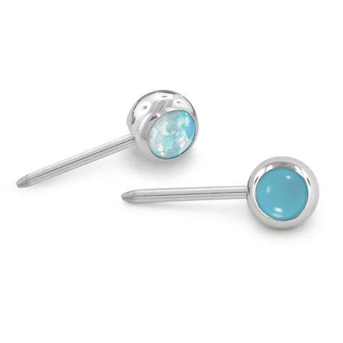 18g Side-set Cabochon Threadless Ball by NeoMetal Replacement Parts 18 gauge - 2.5mm ball OW - White Opal