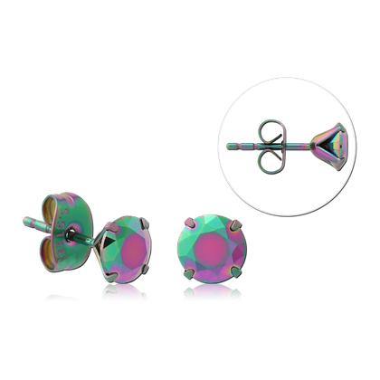 Oil Slick CZ Stud Earrings Earrings 20g - 2.5mm gems Oil Slick