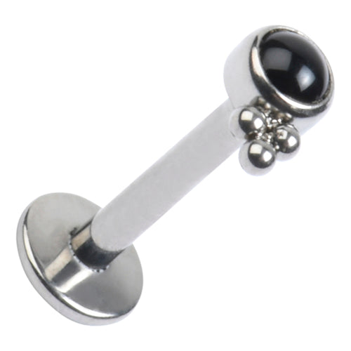 16g Onyx 3-Bead Titanium Labret Labrets 16g - 1/4