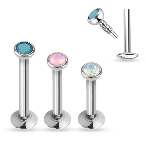 16g Opalescent CZ Stainless Labret Labrets 16g - 1/4