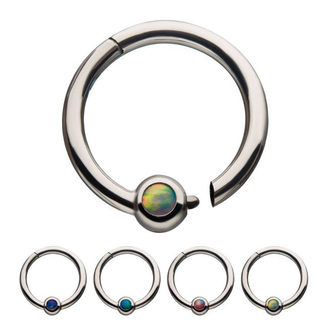 Opal Stainless Hinged Segment Ring Hinged Rings 16g - 5/16" diameter (8mm) Purple Opal