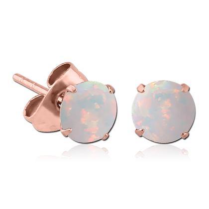 Opal Prong Rose Gold Stud Earrings Earrings 20g - 3mm opals White Opal