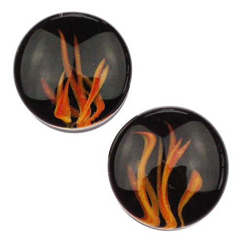 Flame Plugs by Glasswear Studios Plugs 00 gauge (10mm) Orange