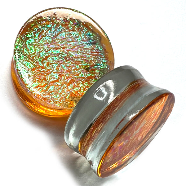 Orange Fire Opal Glass Plugs Plugs 8 gauge (3mm) Orange