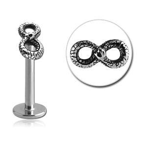 16g Ouroboros Stainless Labret Labrets 16g - 5/16" long (8mm) Stainless Steel