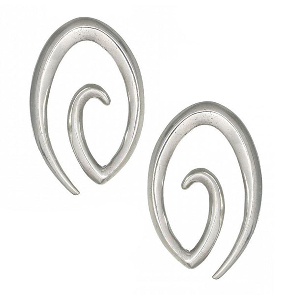 Oval Brass Spirals Ear Weights 6 gauge (4mm) White Brass