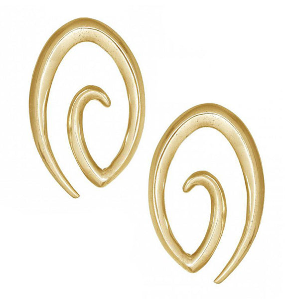 Oval Brass Spirals Ear Weights 6 gauge (4mm) Yellow Brass