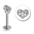 16g Paved Heart Stainless Labret Labrets 16g - 5/16" long (8mm) Clear