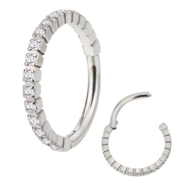 Paved Side-CZ Titanium Hinged Ring Hinged Rings 16g - 5/16