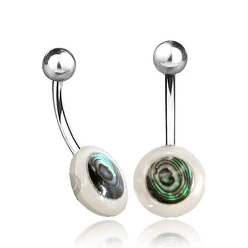 Mother of Pearl & Abalone Disc Belly Ring Belly Ring  