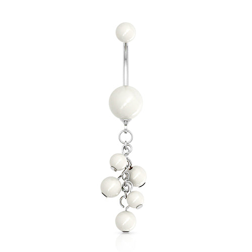 Multi-Pearl Belly Dangle Belly Ring 14g - 3/8