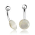 Mother of Pearl Disc Belly Ring Belly No-Dangles 14g - 3/8" long (10mm) Mother of Pearl