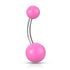 Opaque Belly Barbell Belly Ring 14g - 3/8" long (10mm) Pink