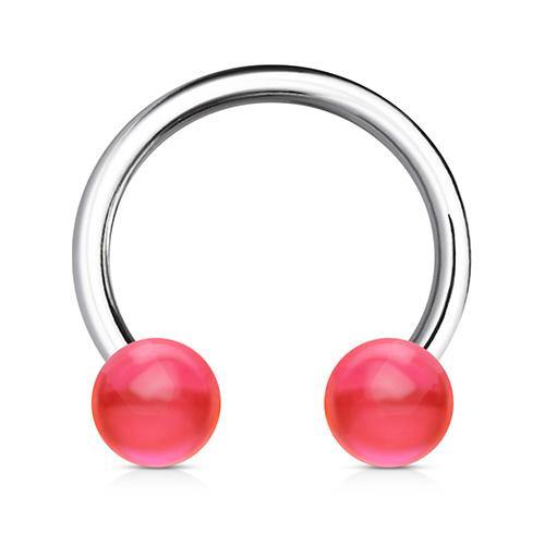 14g Acrylic Circular Barbell Circular Barbells 14g - 5/16" diameter (8mm) - 4mm balls Pink