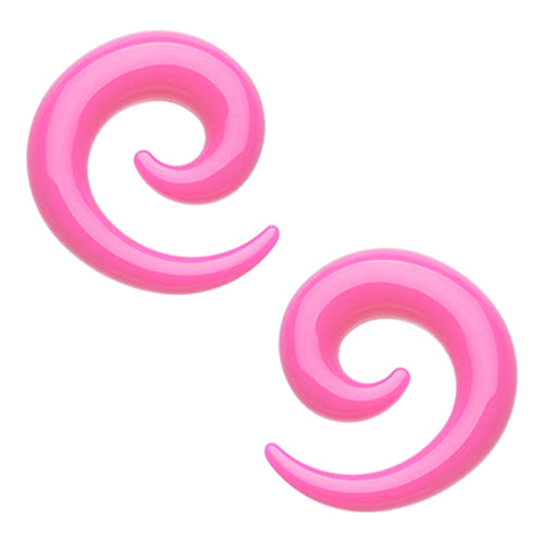 Pink Acrylic Spirals Plugs 8 gauge (3mm) Pink