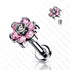 16g CZ Flower Titanium Labret Labrets 16g - 5/16" long (8mm) Pink CZs