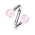 16g Super Glitter Spiral Barbell Spiral Barbells 16g - 3/8" diameter (10mm) - 4mm balls Pink