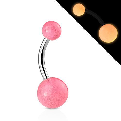 Glow-in-the-Dark Belly Ring Belly Ring 14g - 3/8" long (10mm) Pink