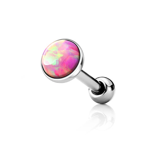 Opal Cartilage Barbell Cartilage 16g - 1/4" long (6mm) - 3mm opal Pink Opal