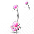 Opal Cluster Titanium Belly Barbell Belly Ring 14g - 3/8" long (10mm) Pink Opals
