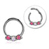 Pink & White Opals Stainless Hinged Ring Hinged Rings 16g - 3/8" diameter (10mm) Stainless Steel
