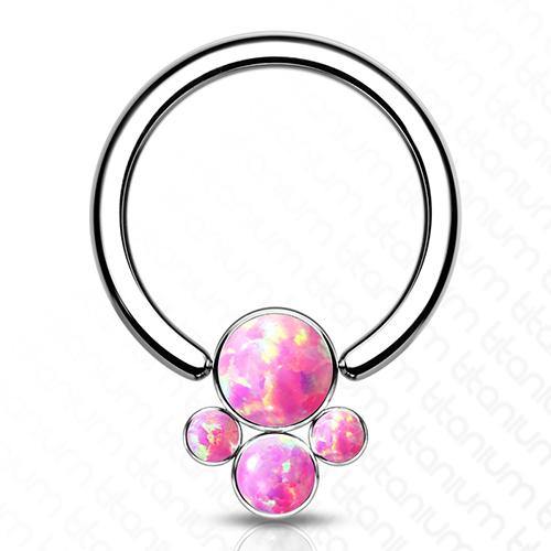 Titanium Captive Opal Cluster Bead Ring Captive Bead Rings 16g - 3/8