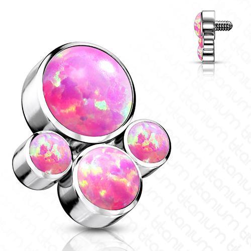 16g Opal Cluster Titanium End Replacement Parts 16 gauge - 6.5x7mm Pink Opals