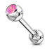 Opal Stainless Tongue Barbell Tongue 14g - 5/8" long (16mm) Pink Opal