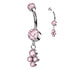 Cluster CZ Titanium Belly Dangle Belly Ring 14g - 3/8" long (10mm) Pink